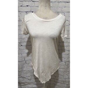 Social Standard By Sanctuary Women's White Scoop Neck Tee Shirt Short Sleeve XS